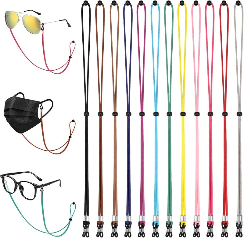 LORACOXS 12PCS Glasses Strap Eye Glasses Holders Around Neck Adjustable Leather Eyeglasses Reading Glasses Chain for Women - Image 1